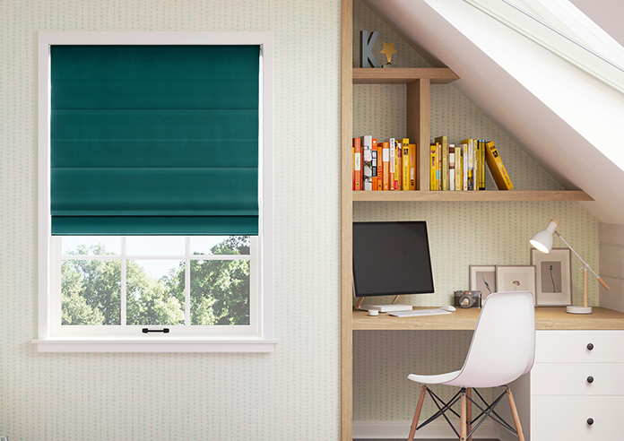 Ultra Luxe Velvet, Deep Teal - Twist&Fit Roman Blind - Image 3